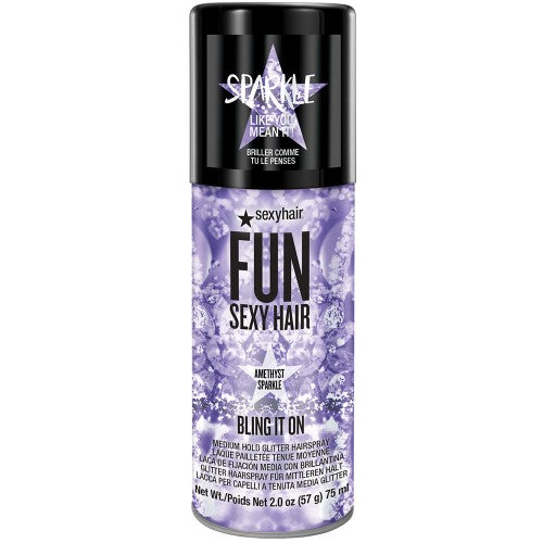 Fun SexyHair Bling It On Amethyst Sparkle Glitter Hairspray 2oz