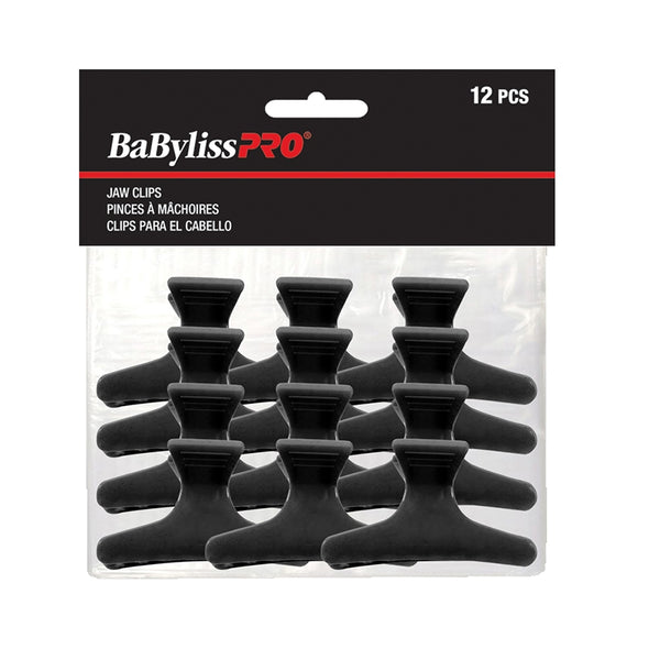 BaByliss Plastic Jaw Clips, Black, 12 clips