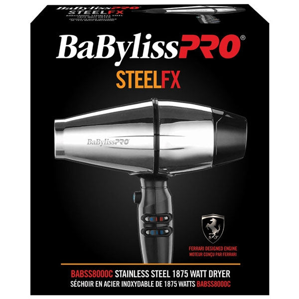 BaBylissPro STEELFX Stainless Steel Hairdryer BABSS8000C